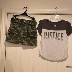 Justice shirt and skirt